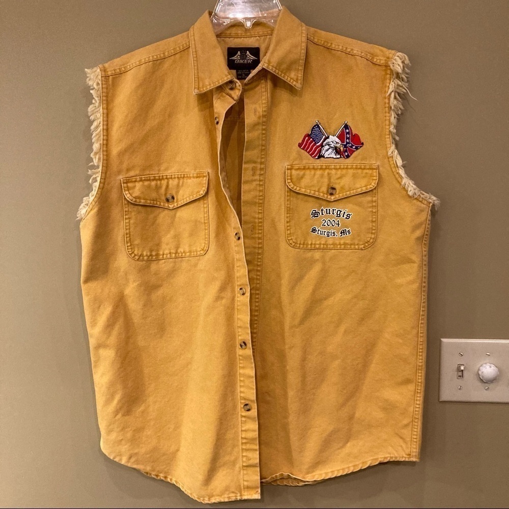 Biker Design Sleeveless Duck Canvas Sturgis Shirt